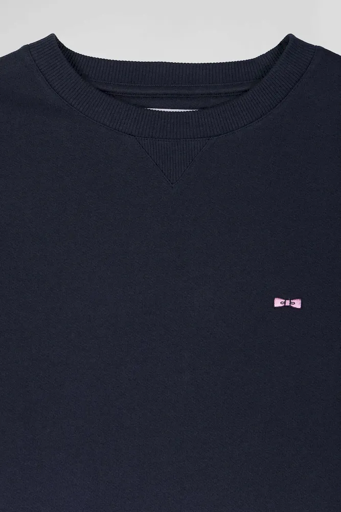 Sweatshirt en molleton coton uni bleu marine coupe Regular – Bild 7