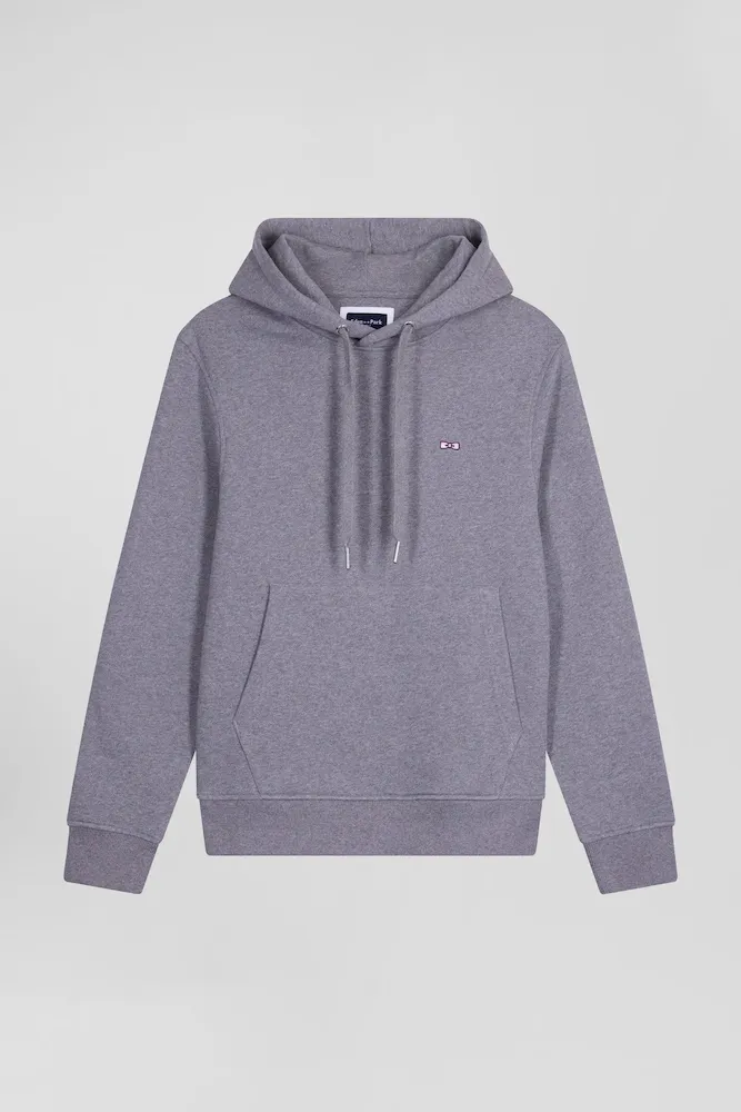 Sweatshirt à Capuche En Molleton Coton Gris Coupe Regular