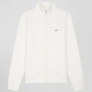 Alternative view of Sweatshirt zippé à col montant en molleton coton uni écru coupe Regular