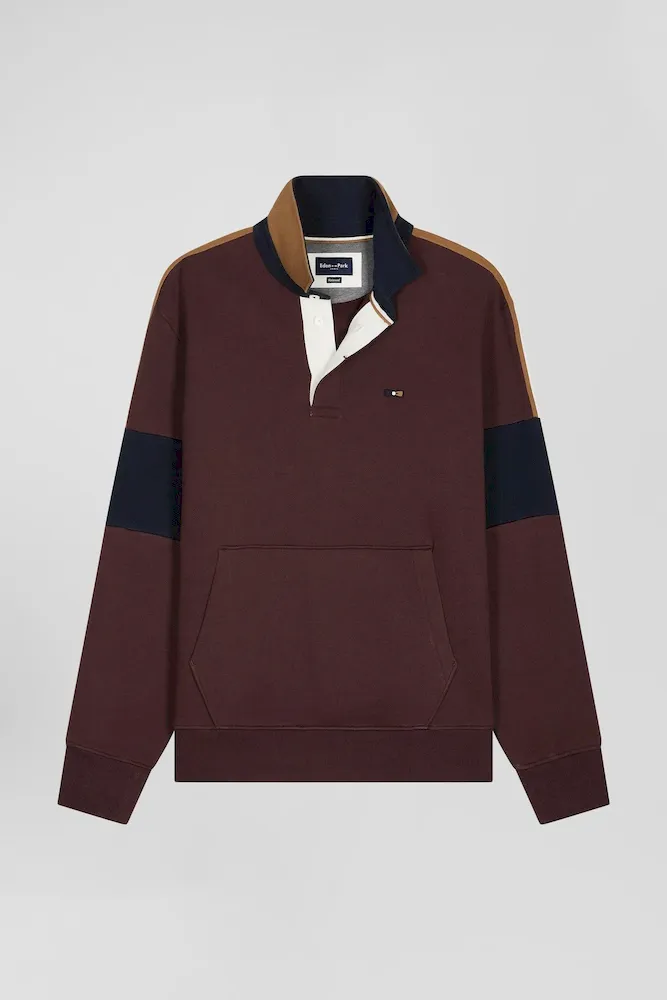 Sweatshirt Col Maillot En Coton Bordeaux Coupe Relaxed