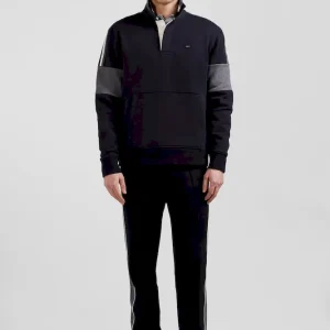 Sweatshirt col maillot en coton noir coupe Relaxed