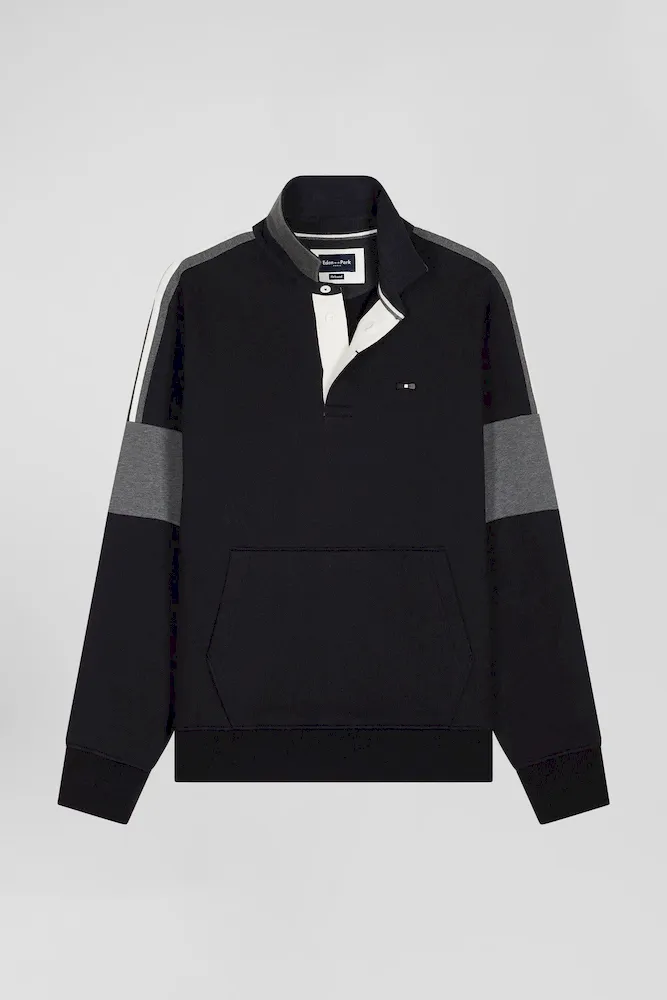 Sweatshirt Col Maillot En Coton Noir Coupe Relaxed