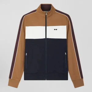 Alternative view of Sweatshirt zippé colorblock en coton mélangé noisette coupe Regular