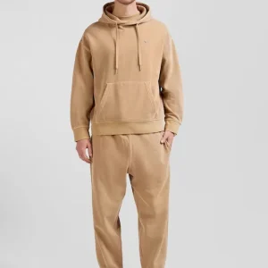 Sweatshirt à capuche unisexe en molleton coton marron surteint coupe Oversized