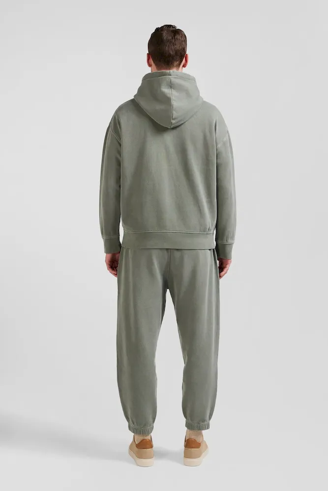 Sweatshirt à capuche unisexe en molleton coton kaki surteint coupe Oversized – Bild 10