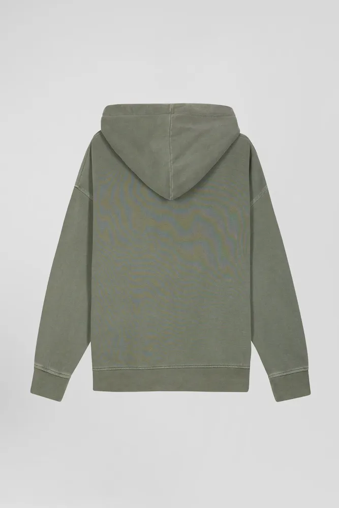 Sweatshirt à capuche unisexe en molleton coton kaki surteint coupe Oversized – Bild 6