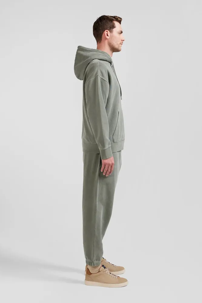 Sweatshirt à capuche unisexe en molleton coton kaki surteint coupe Oversized – Bild 7