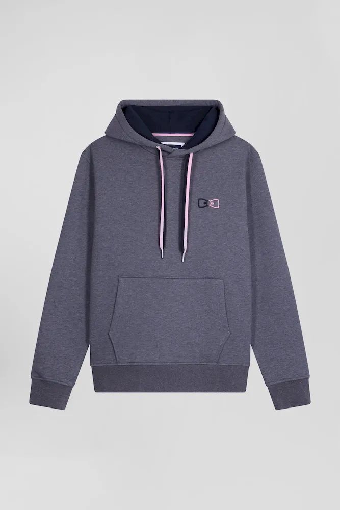 Sweatshirt à Capuche En Coton Gris Coupe Relaxed