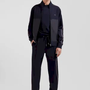 Sweatshirt zippé en coton mélangé bleu marine coupe Regular