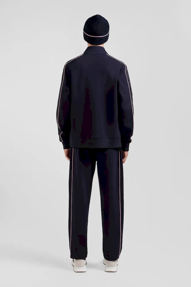 Sweatshirt zippé en coton mélangé bleu marine coupe Regular – Bild 6