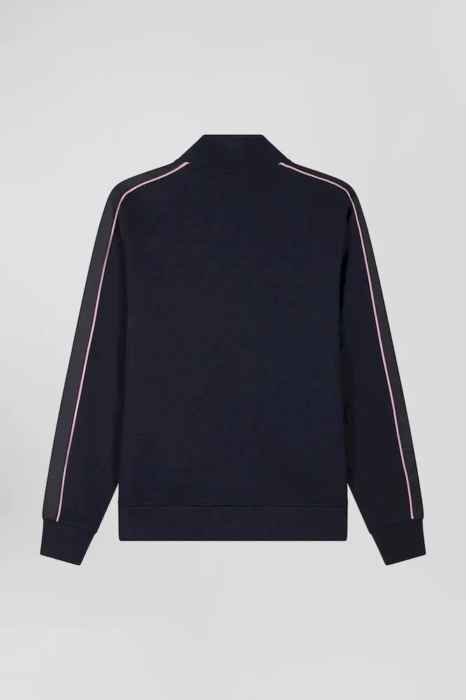Sweatshirt zippé en coton mélangé bleu marine coupe Regular – Bild 4