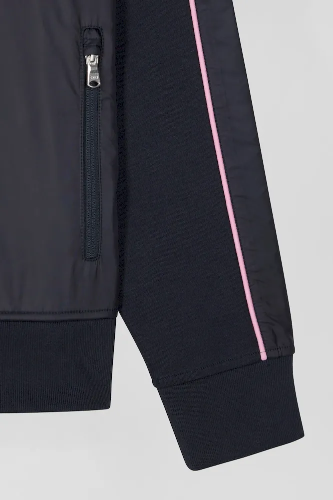 Sweatshirt zippé en coton mélangé bleu marine coupe Regular – Bild 8