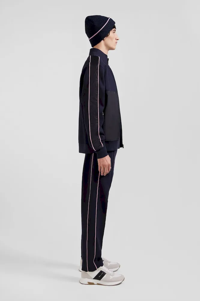 Sweatshirt zippé en coton mélangé bleu marine coupe Regular – Bild 5