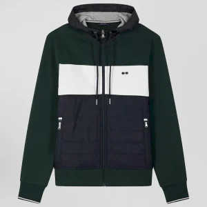 Alternative view of Sweatshirt à capuche en coton mélangé vert coupe Regular parmenture matelassée