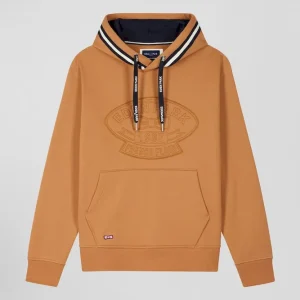 Alternative view of Sweatshirt à capuche en coton mélangé camel broderie matelassée coupe Relaxed