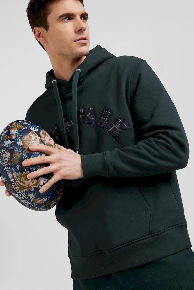 Sweatshirt à capuche en coton mélangé vert coupe Relaxed – Bild 3