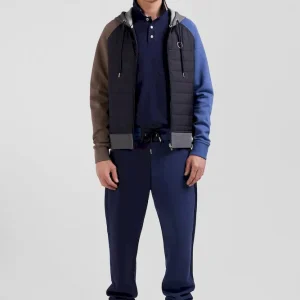 Sweatshirt en coton mélangé parmenture matelassée gris coupe Regular