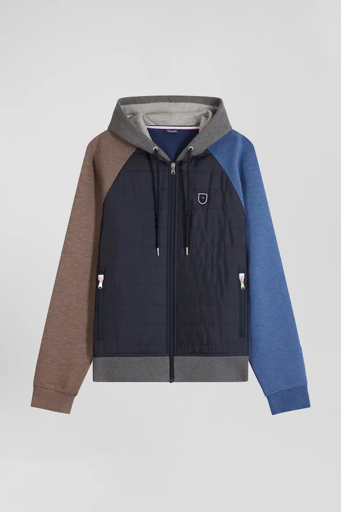 Sweatshirt En Coton Mélangé Parmenture Matelassée Gris Coupe Regular