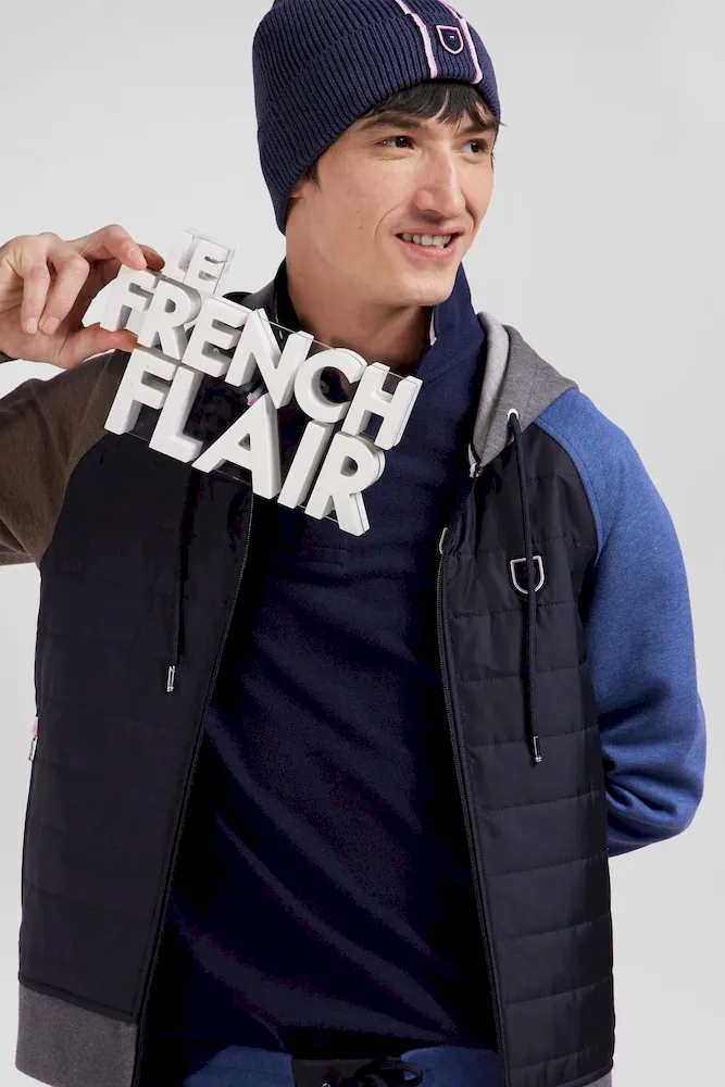 Sweatshirt en coton mélangé parmenture matelassée gris coupe Regular – Bild 3