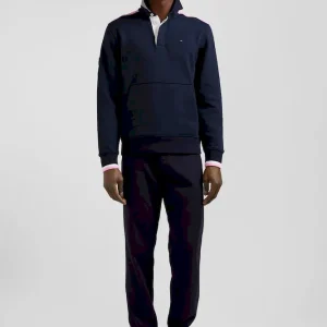 Sweatshirt col maillot en coton bleu marine broderie XV de France coupe Regular