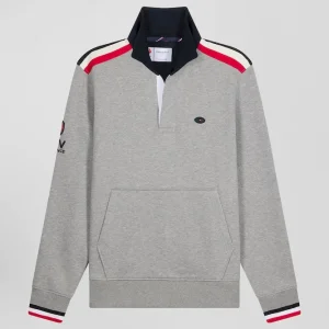 Alternative view of Sweatshirt col maillot en coton gris chiné broderie XV de France coupe Regular