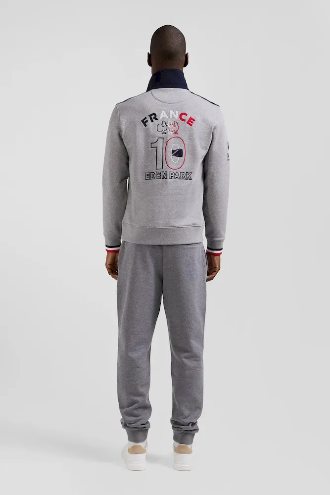 Sweatshirt col maillot en coton gris chiné broderie XV de France coupe Regular – Bild 6