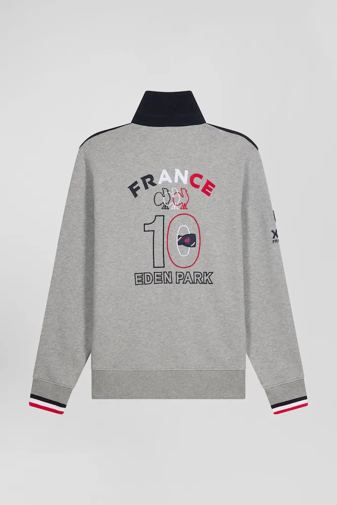 Sweatshirt col maillot en coton gris chiné broderie XV de France coupe Regular – Bild 4