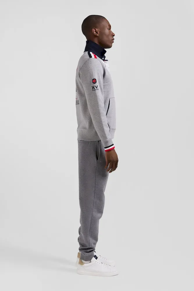 Sweatshirt col maillot en coton gris chiné broderie XV de France coupe Regular – Bild 5