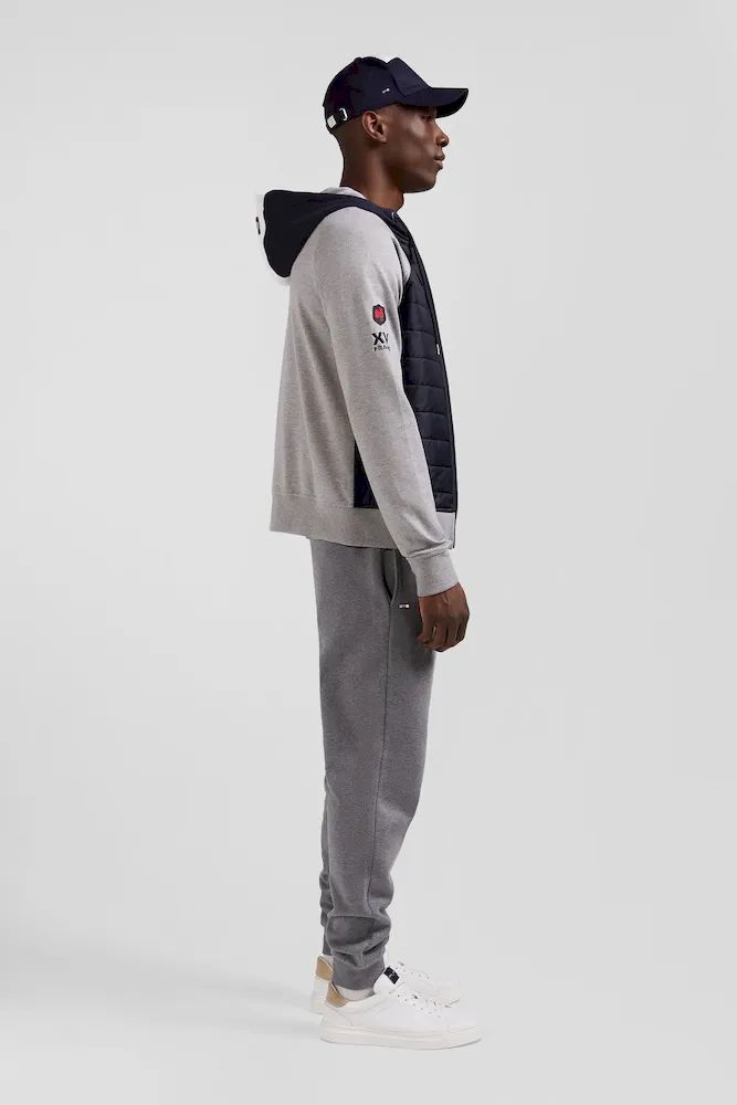 Sweatshirt à capuche zippé XV de France en coton mélangé et parmenture gris coupe Regular – Bild 4