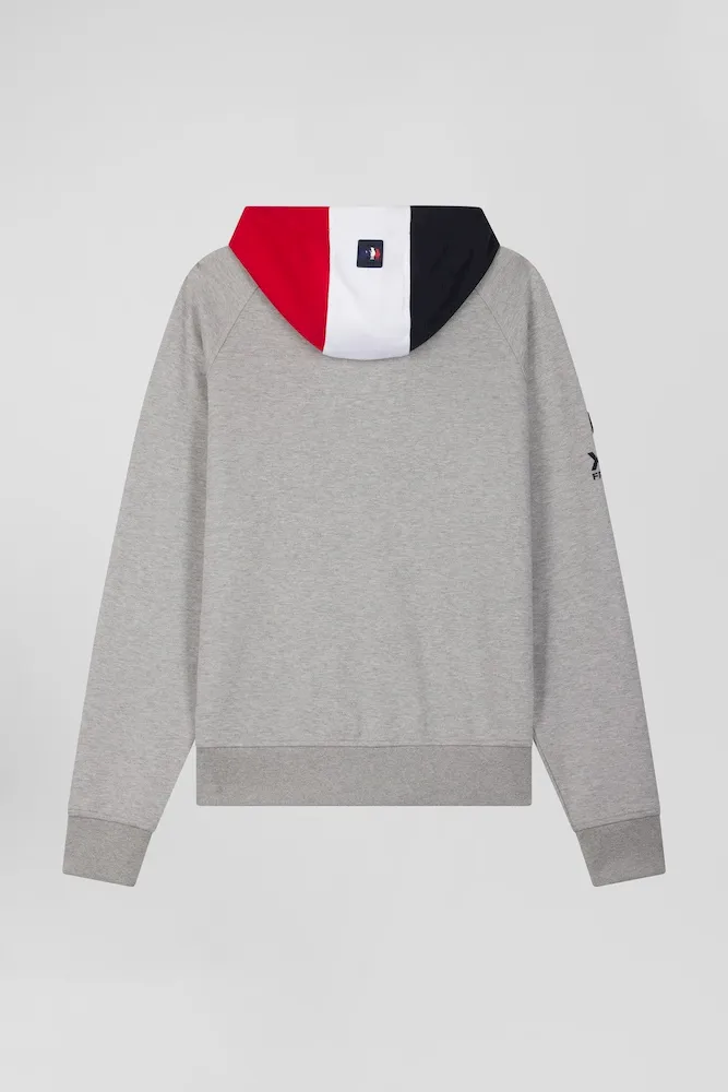Sweatshirt à capuche zippé XV de France en coton mélangé et parmenture gris coupe Regular – Bild 6