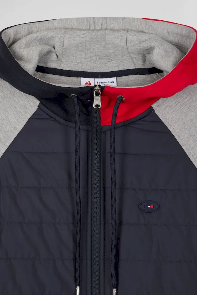 Sweatshirt à capuche zippé XV de France en coton mélangé et parmenture gris coupe Regular – Bild 7