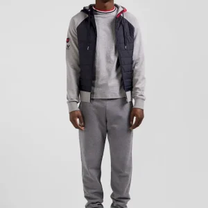 Sweatshirt à capuche zippé XV de France en coton mélangé et parmenture gris coupe Regular