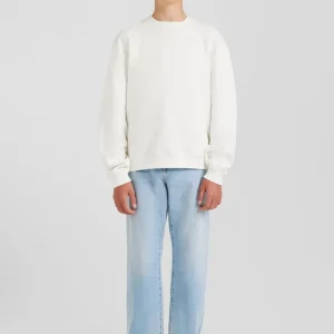 Sweatshirt col rond en coton écru coupe Oversized