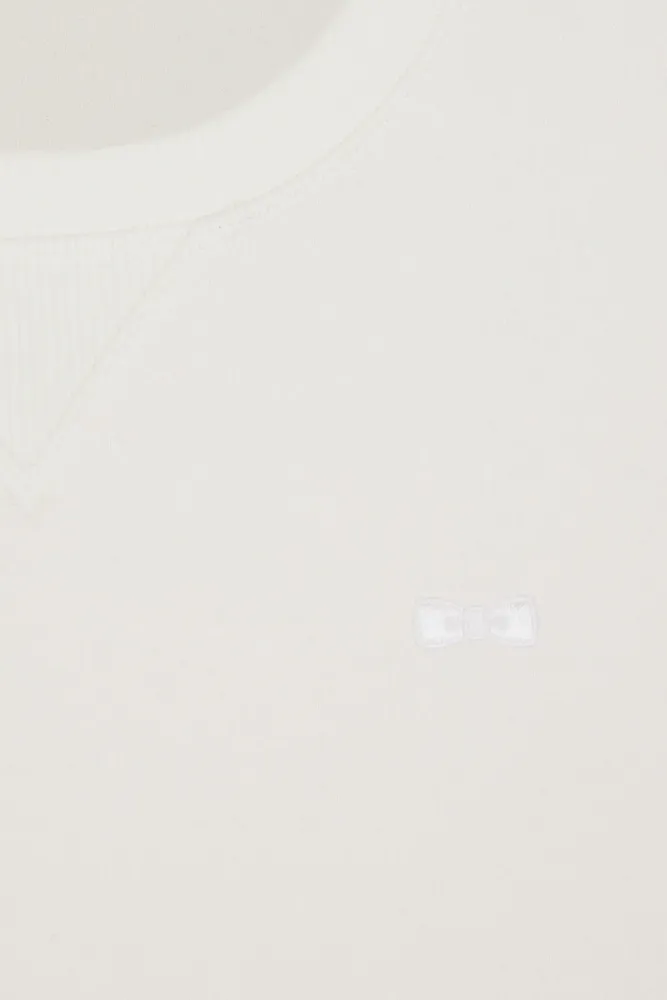 Sweatshirt col rond en coton écru coupe Oversized – Bild 7