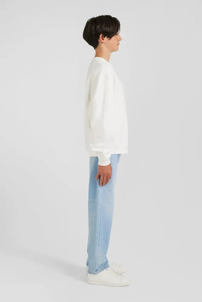 Sweatshirt col rond en coton écru coupe Oversized – Bild 4