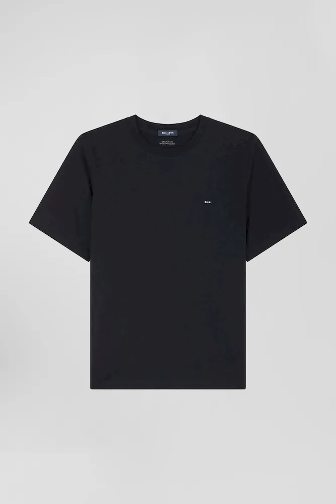 T-shirt Manches Courtes En Coton Noir Coupe Modern