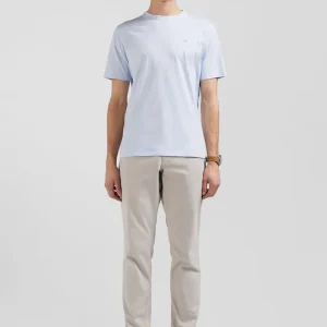 T-shirt manches courtes en coton Pima uni ciel coupe Regular