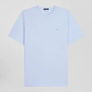 Alternative view of T-shirt manches courtes en coton Pima uni ciel coupe Regular