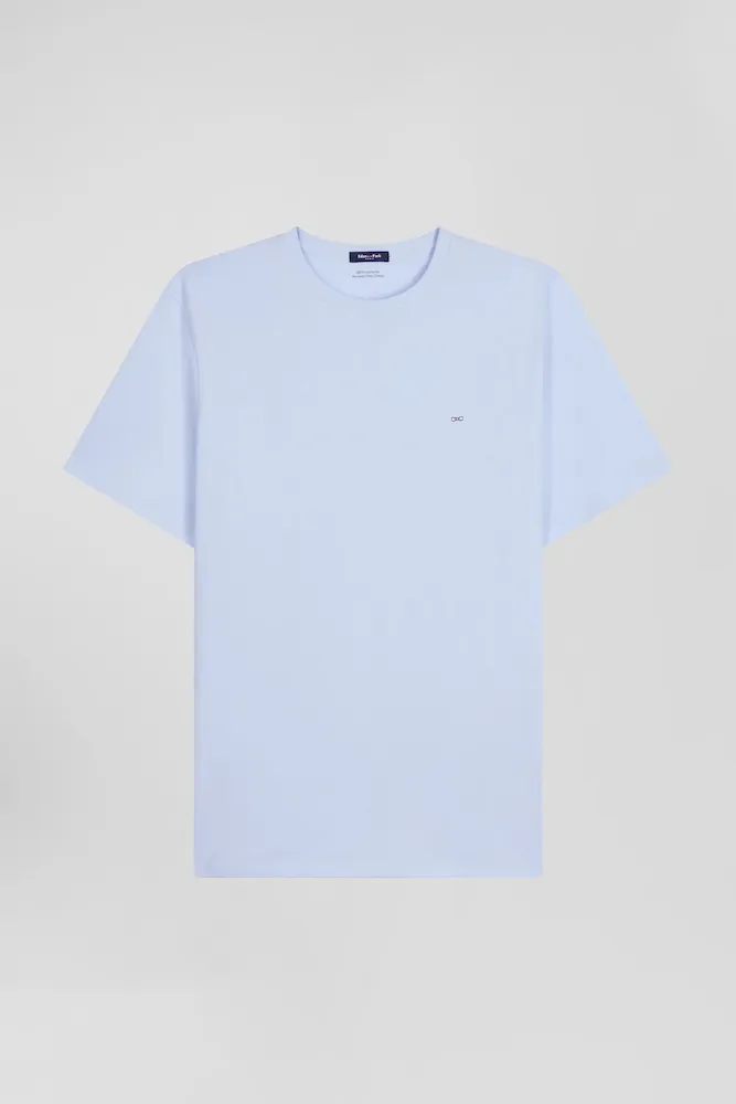 T-shirt Manches Courtes En Coton Pima Uni Ciel Coupe Regular