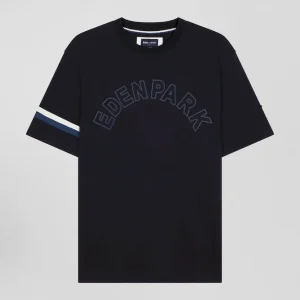 Alternative view of T-shirt manches courtes en coton bleu marine coupe Oversized sérigraphie Eden Park