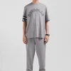 T-shirt manches courtes en coton gris coupe Oversized sérigraphie Eden Park