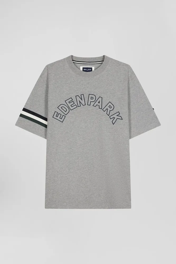 T-shirt Manches Courtes En Coton Gris Coupe Oversized Sérigraphie Eden Park