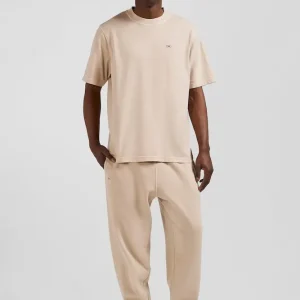 T-shirt manches courtes unisexe en coton surteint uni beige coupe Oversized