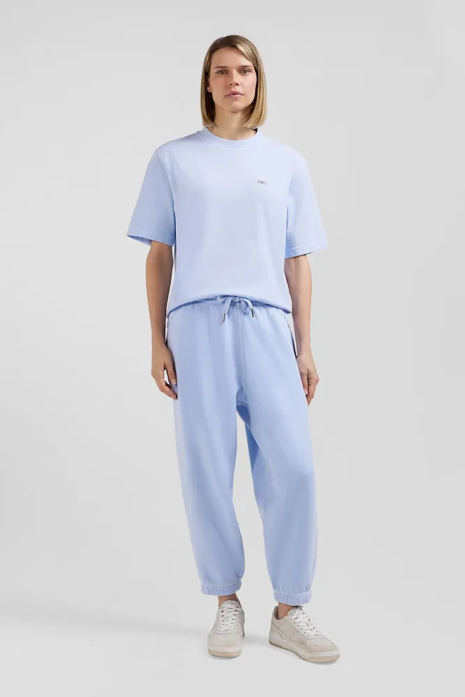 T-shirt Manches Courtes Unisexe En Coton Surteint Uni Ciel Coupe Oversized