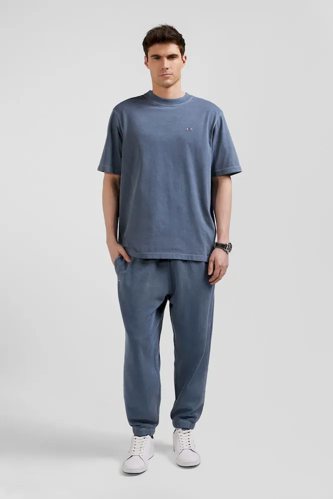 T-shirt Manches Courtes Unisexe En Coton Surteint Uni Gris Coupe Oversized