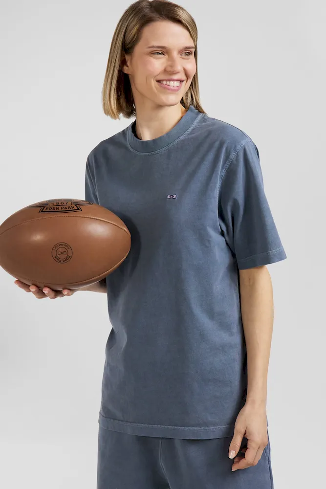 T-shirt manches courtes unisexe en coton surteint uni gris coupe Oversized – Bild 4