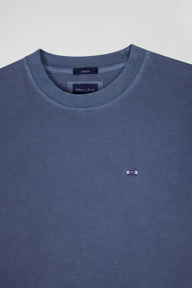 T-shirt manches courtes unisexe en coton surteint uni gris coupe Oversized – Bild 11