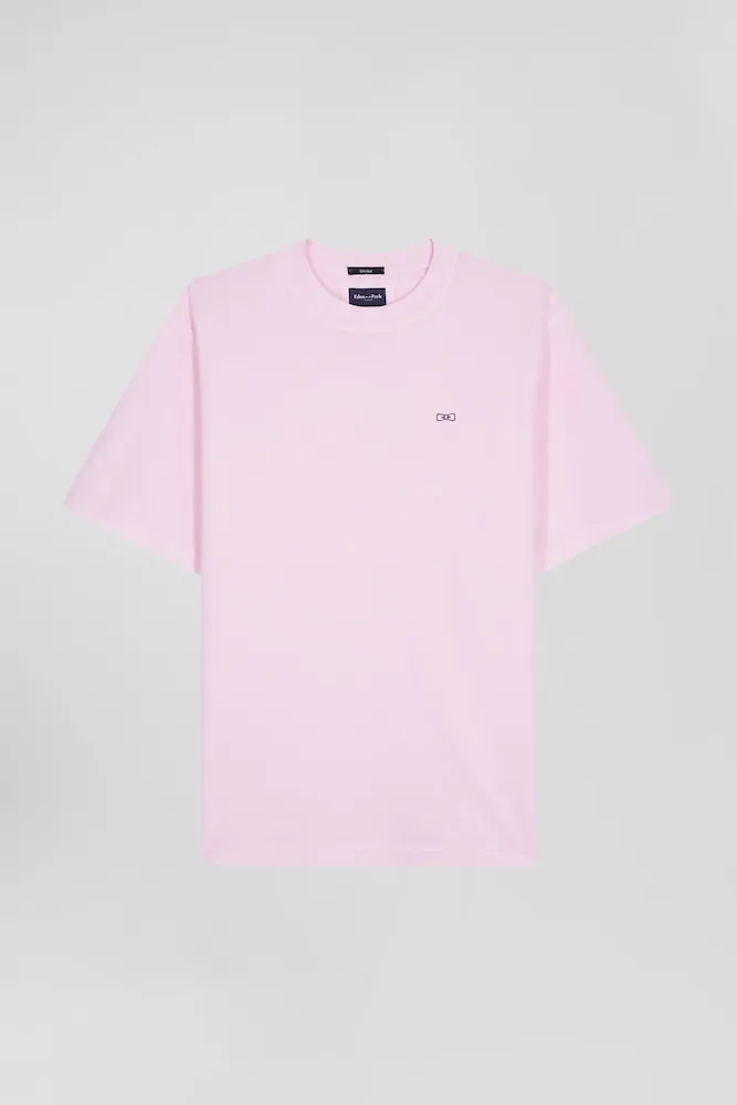 T-shirt manches courtes unisexe en coton surteint uni rose coupe Oversized – Bild 3