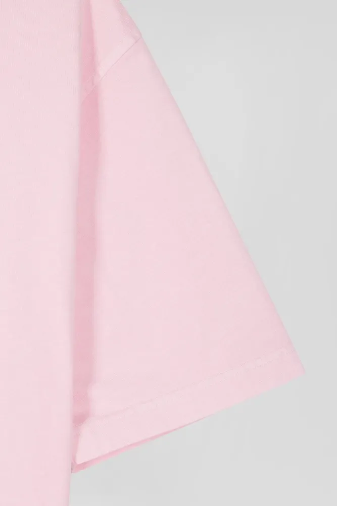 T-shirt manches courtes unisexe en coton surteint uni rose coupe Oversized – Bild 13