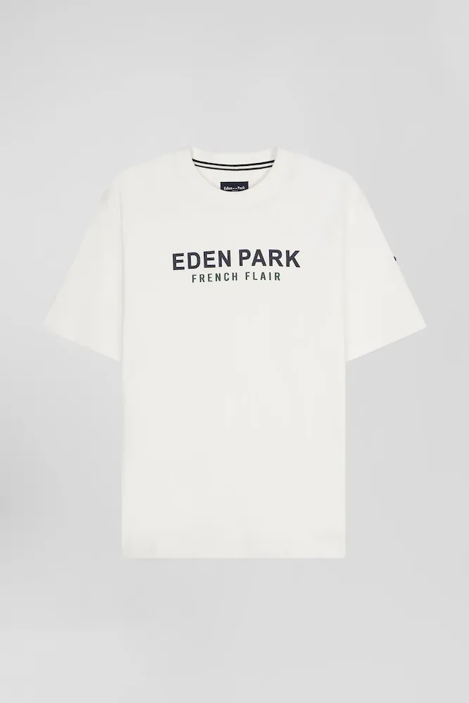 T-shirt Manches Courtes En Coton écru Eden Park French Flair Coupe Oversized